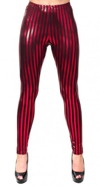 Fasching Kostüm Damen Leggings Streifen rot/schwarz