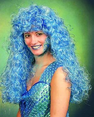 Faschingsperücke Damen Wassernixe dunkelblau Marke: Orlob