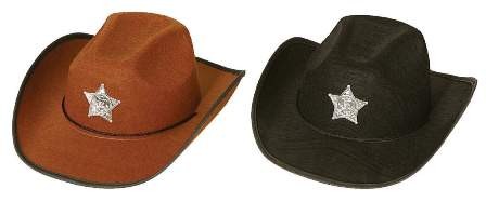 Faschingshut Cowboyhut mit Stern - in braun oder schwarz - Kopfweite 57