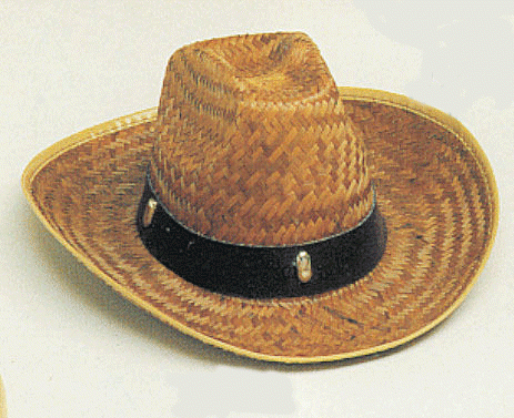 Faschingshut Cowboyhut mit Lederband - Stroh - Einheitsgröße