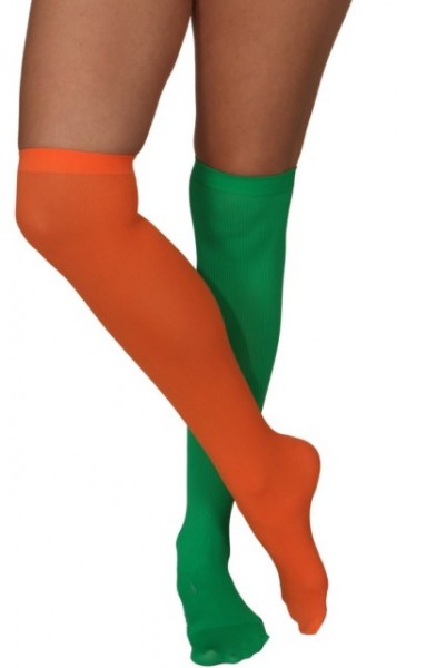 Pippi Überkniestrümpfe, grün/orange
