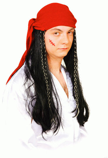 Fasching Perücke Pirat mit rotem Tuch unisex