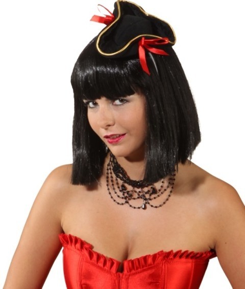 Faschingshut Minihut Piratin mit roten Schleifen - mit Haarreif