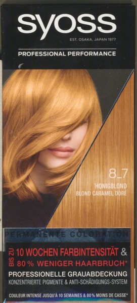 SYOSS Coloration, Haarfarbe Stufe 3 8_7 Honigblond, bis zu 10 Wochen Farbintensität, 3er Pack (3 x 1
