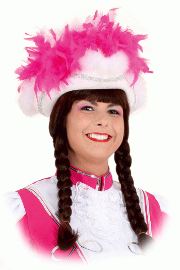 Faschingshut Damen/Kinder Funkenhut weiß mit pink/weißer Boa