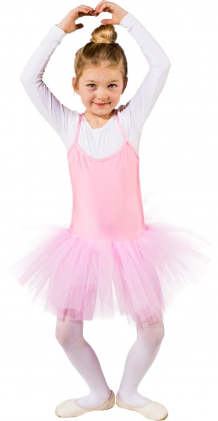 Fasching Kostüm Kinder Ballett Body mit festgenähtem Tutu rosa