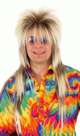 Perücke Super Rocker, braun-meliert (extralang)