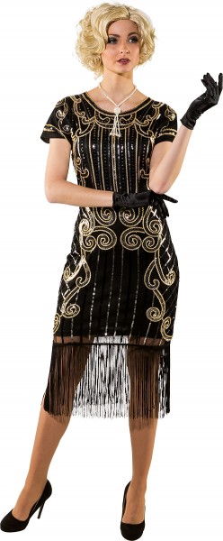 Fasching Kostüm Damen Charleston 20er Jahre Kleid schwarz-gold