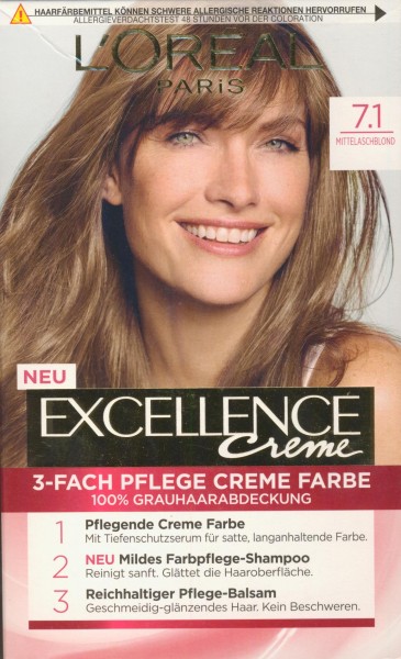 L'Oréal Paris Excellence Crème 7.1 Mittelaschblond 1er Pack1 x 268 g