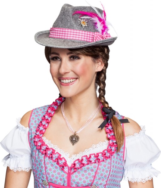 Trachtenhut Bayernhut Damen Moni grau-pink oder grau-blau
