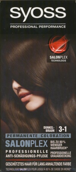 Syoss Haarfarbe, 3-1 Dunkelbraun, 3er Pack (3 x 115 ml)