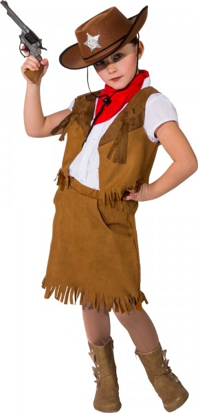 Fasching Kostüm Kinder Cowgirl braun - Rock und Weste