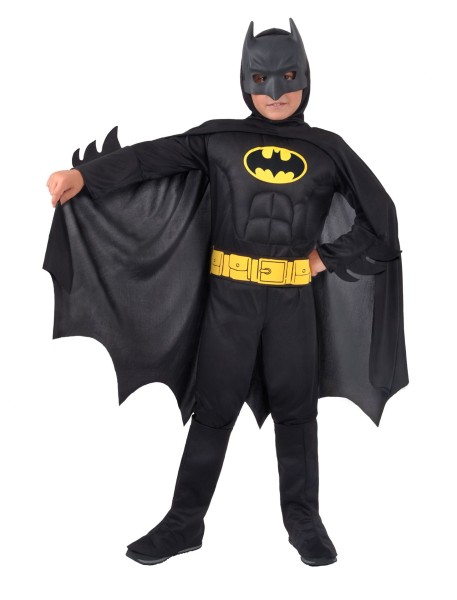 Kinder Kostüm Batman mit Muskeln schwarz-gelb