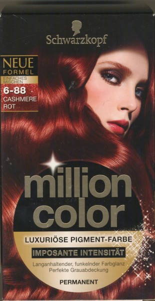 Schwarzkopf Million Color Intensiv-Pigment-Farbe 6-88 Cashmere Rot, Stufe 3, 1er Pack (1 x 126 ml)