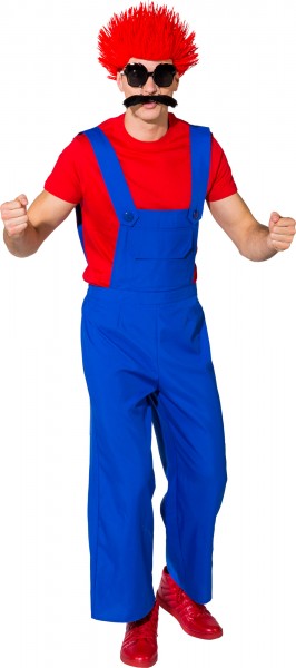 Fasching Kostüm Herren Latzhose - grün - rot - blau