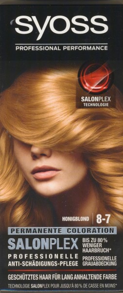 Syoss Haarfarbe, 8-7 Honigblond Salonplex, 3er Pack (3 x 115 ml