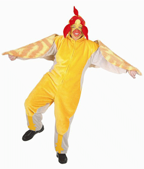 Faschingskostüm Damen: Hahn mit Stimme - Einheitsgröße bis 42/44