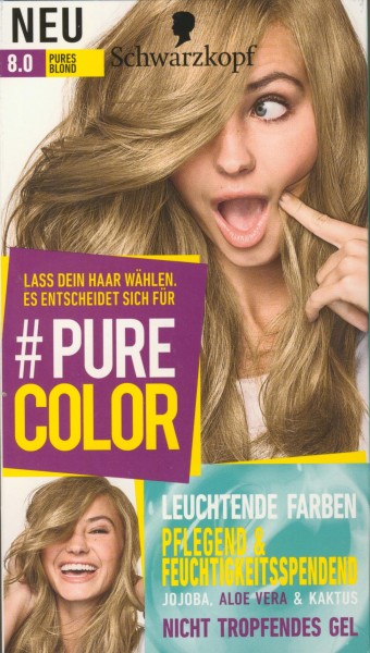 Schwarzkopf Pure Color dauerhafte Gel-Haarfarbe, Nr. 8.0 „Authentic Blonde“3er Pack (3 x 143 ml)