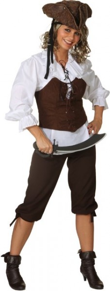 Fasching Kostüm Damen Kniebundhose braun - Piratin