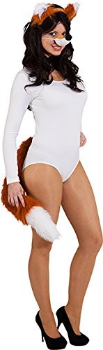 Faschingskostüm Damen Fuchs-Set (Schwanz, Haarreif, Nase, Fliege)
