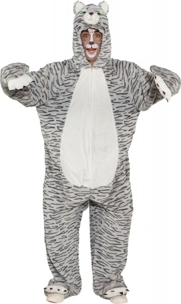 Faschingskostüm Overall Katze grau