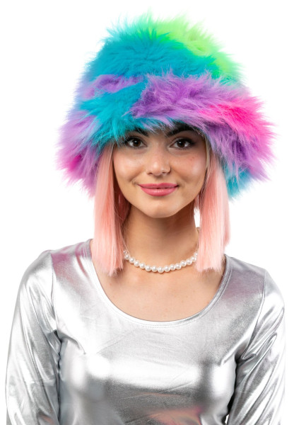 Fischerhut Plüsch langes Flor, multicolor