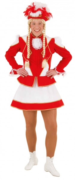 Funkenkostüm für Herren, rot-weiß mit Goldborte (Jacke und Rock) - Größe: 46/48 - 58/60
