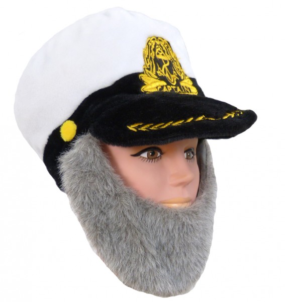 Plüsch Mütze Kapitän mit Bart, 25 cm