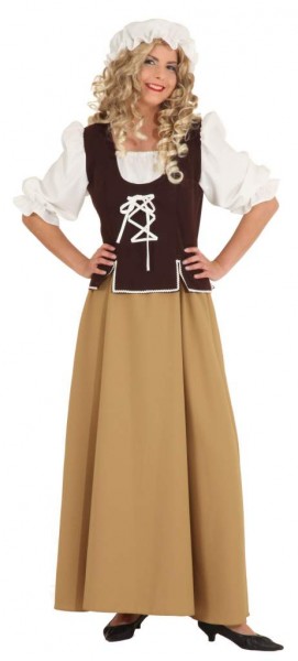 Faschingskostüm Mittelalter-Magd - Kleid mit Kopfbedeckung - Größe 38 bis 48