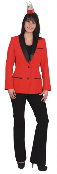 Damen Elferratsjacke, rot mit Satin-Schalkragen und Futterstoff