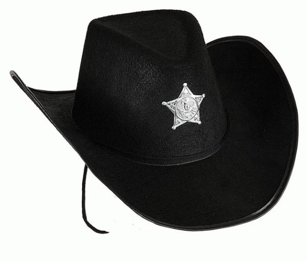 Faschingshut: 23098 Hut Sheriff, schwarz mit Stern - KW 59 - 100% Polyester