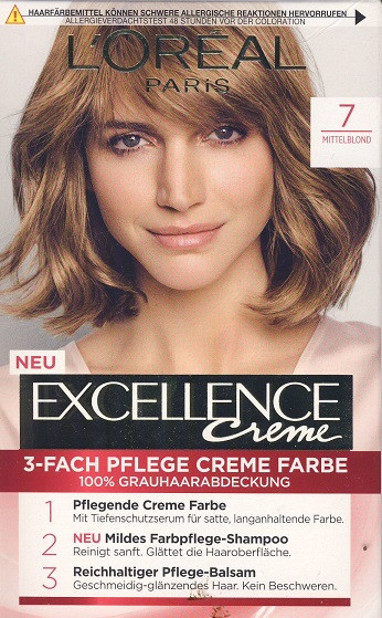 Loreal EXCELLENCE Creme. Nr. 7, Mittelblond, 1. P. ( 192 ml )