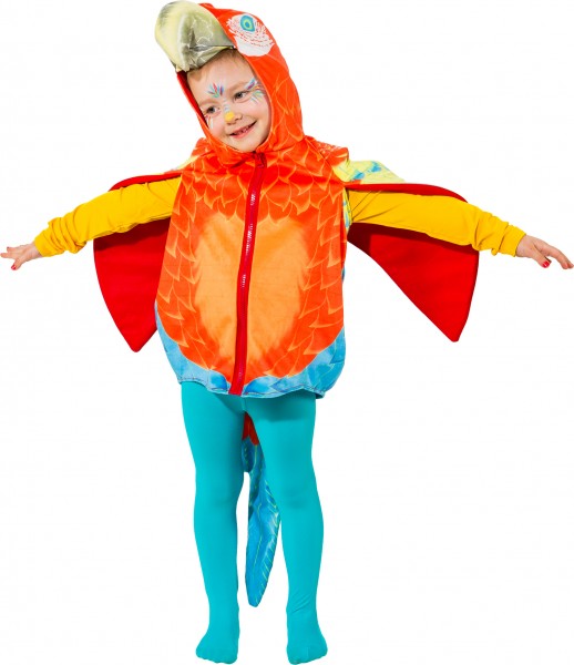 Fasching Kostüm Kinder Papagei bunt Weste - Weste mit Kapuze Gr. 104