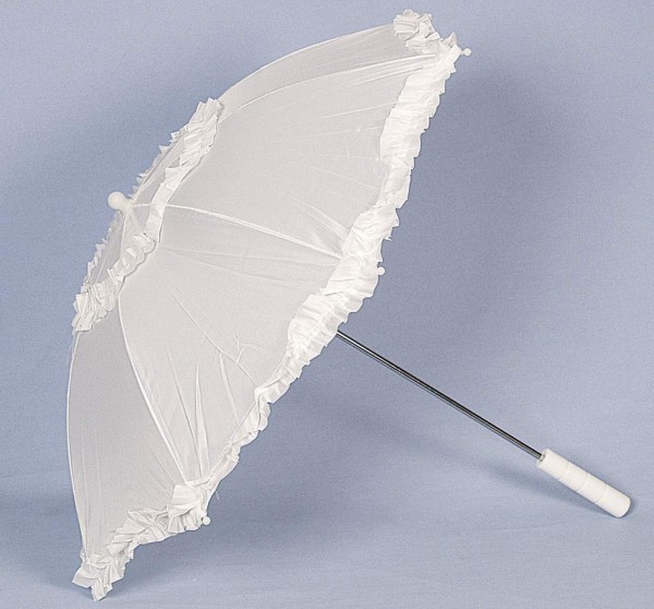 Faschingszubehör Rüschenschirm weiß