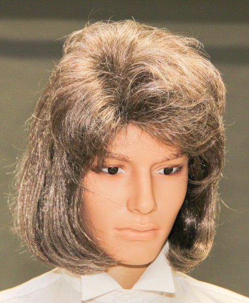 70er Herrenperücke, schulterlang, grau meliert