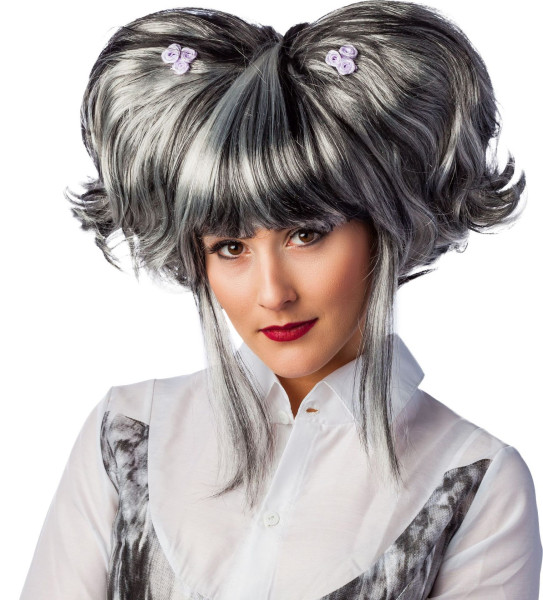 Fasching Perücke Damen Fantasy Manga grau-meliert