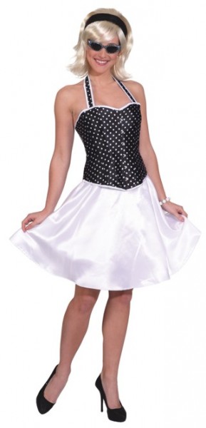 Rock 'n Roll Korsage,schwarz m. weißen Punkten Kostüm , Größe:L