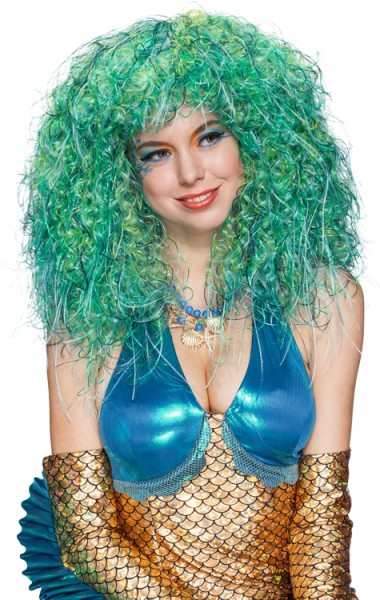 Perücke Meerjungfrau, blau-grün meliert