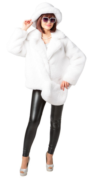 Plüschjacke, weiß