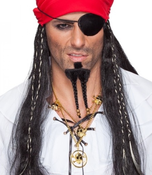 Faschingsbart Jack Kinnbart mit Perlen