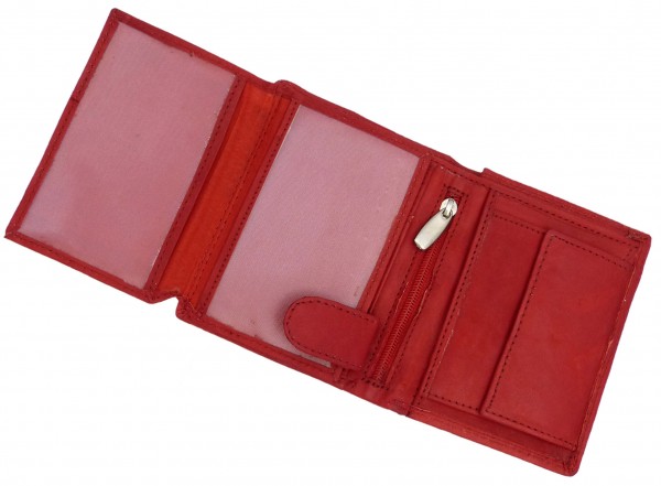 Damen Portemonnaie Geldbörse rot mit 17 Fächern - Echt Leder