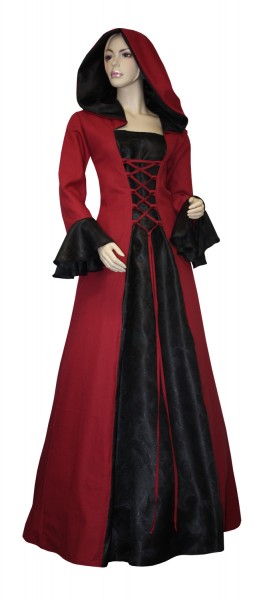 Ein wunderschönes Mittelalterkleid mit Spitzgugel und Trompetenärmeln (44)