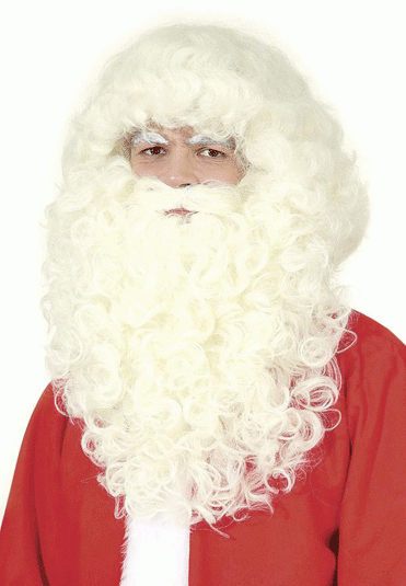 Weihnachtesperücke Nikolausset natur (Perücke, Bart) - 100% Polypropylen