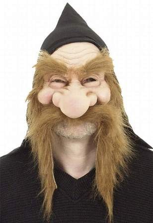 Fasching Überziehmaske Gnom - weiß, schwarz, braun